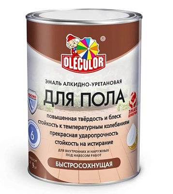 Эмаль для бетонных полов алкидно-уретановая Желто-коричневый 2,7кг Олеколор