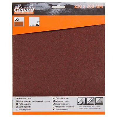 Шлифлист 230*280 Р80 бумажная основа  (5шт)Gepard