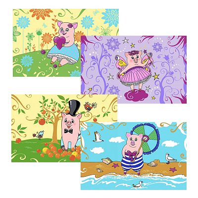 Салфетка "Милые свинки" 31*31см  FJ88-354