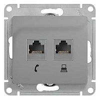 Механизм розетки телеф.+комп. 2-м RJ11+RJ45 аллюмин. SchE GLS000385