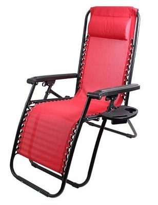 Кресло-шезлонг складное CHO-137-14 Люкс цв. красный (с подставкой)