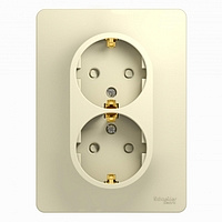 Розетка 2-м с заземлением в сборе бежевая SchE GLS000224