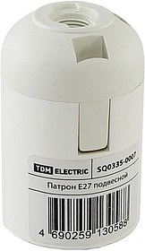 Патрон Е27  пластик, подвесной, термостой, белый 4А