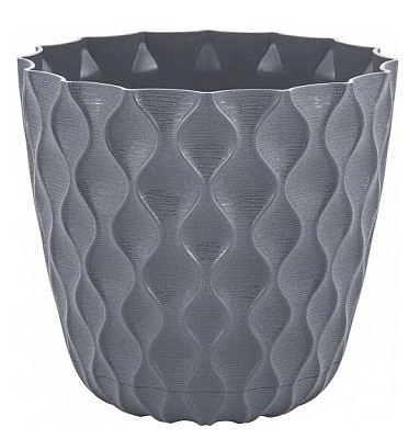 Горшок для цветов InGreen Wave d175 2,5л с дренажной сеткой и съемным поддон, Вулканический серый  IG650210026