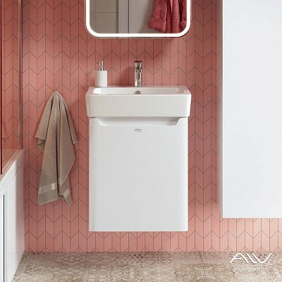 Тумба Alavann Lana 50  белая с раковиной Mini 50  