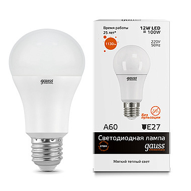 Лампа Gauss LED A60 EL 12W/6500 E27 220V