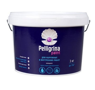 Краска в/д PELLIGRINA PAINT для наружних внутренних работ моющая белоснежная (3кг)