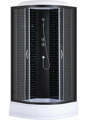 Душевая кабина CS-6690-25GB 90*90*215 средний поддон 25 см,Черный кирпичный узор,прозрачное стекло профиль черный 