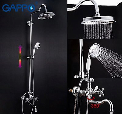 Душевая система Gappo G2489 с верхним душем,поворот.излив,хром.