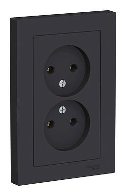 Механизм розетки двухместной Schneider Electric ATLASDESIGN, скрытый монтаж, карбон ATN001020