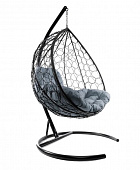Подвесное кресло XL Ротанг (ЧЕРНЫЙ),подушка серая