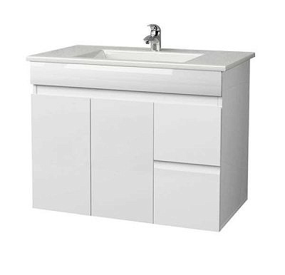 Тумба MIRSANT подвесная 2 ящика NEXT 80/2 с раковиной MORE-80