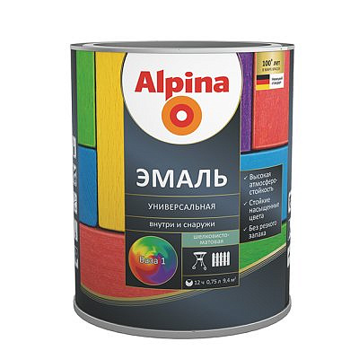 Эмаль ALPINA алкидная универсал.глянцевая База 1 (0,75л)