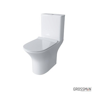 Унитаз напольный GROSSMAN Classic безободковый с тонкой крышкой GR-4465S