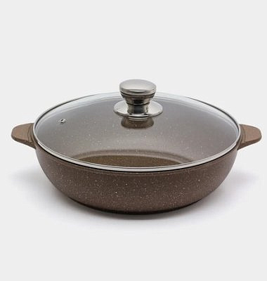 Жаровня Алтай 28см антипригарным покрытием и стеклянная крышка ТМ Гардарика 1828-07-10