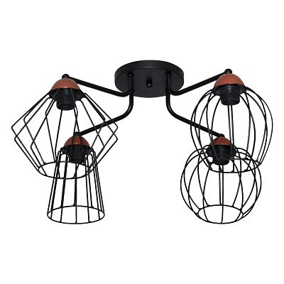 Светильник  потолочный ЭЛЕТЕХ Конти 141 черный муар медь 01-4х60-127 Е27 