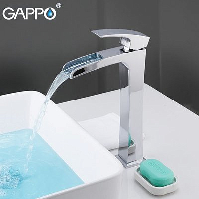 Смеситель для раковины Gappo G1007-21 высокий. хром, Ф35 гайка