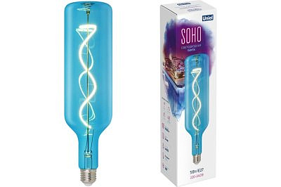 Светодиодная лампа Uniel 5W, SOHO, E27, CW синяя колба GLS77BL LED-SF21 UL-00007628 