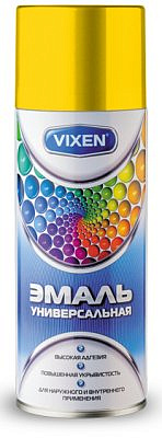 Эмаль универсальная жёлтая аэрозоль 520мл VIXEN