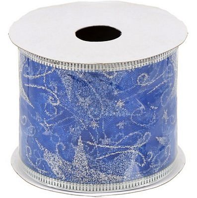 Лента декоративная 6,3*270см синий с серебром Y4-4214 I.K