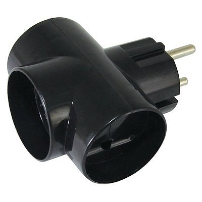 Тройник черный 3*2П 16 ампер 250вольт до 3,5кВт , 1806-0042