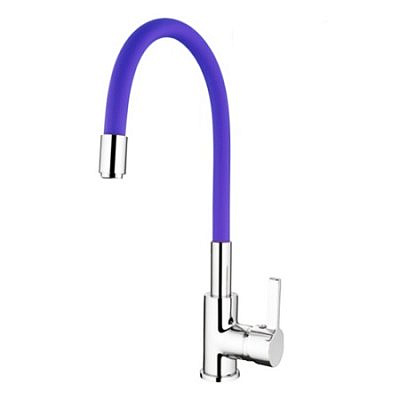 Cмеситель для кухни Ledeme L4898-6  с силиконовым изливом, синий 