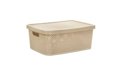 Ящик для хранения DIAMOND с крышкой 13л латте  HL041261L