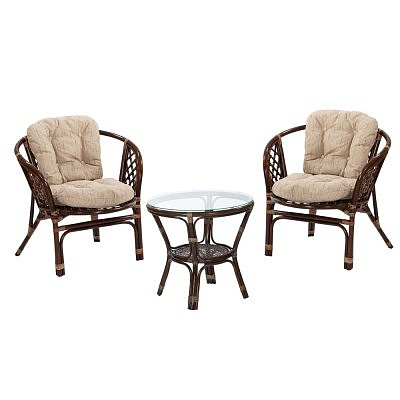 Мебель из ротанга, Комплект кофейный 27/21 + 03/10Б (стол+2 стула)