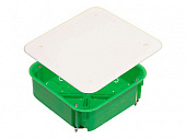 Коробка распределительная HEGEL СП 113*113*45мм квадратная, зеленый ,IP30 ,в гипсокартон,7вводов,распорные лапки КР1201