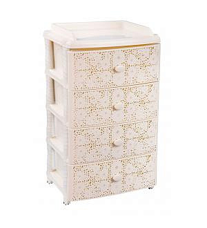 Комод широкий "ЛАУРА" 4-х секционный (Слоновая кость) 