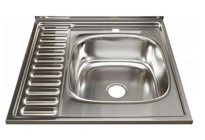 Мойка нержавеющая 600х600мм, 0,8мм, глубина 180мм,накладная, глянец правая  Mixline 528019 