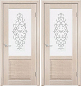 Дверь межкомнатная ЭКО 22 Кремовая лиственница 700 стекло рисунок
