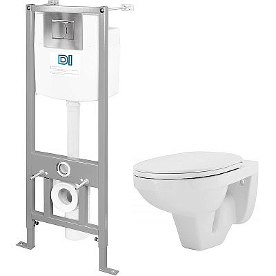 Комплект Rosa инсталляция+унитаз Рио с сиденьем+панель хром 