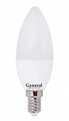 Светодиодная лампа Е14  7W 4500K 4K 35x105 пластик, алюмининий 638000 General свеча АКЦИЯ