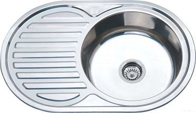 Мойка для кухни нержавеющая 770*500мм,0,6 мм,глубина 150мм,врезная,глянцевая,правая