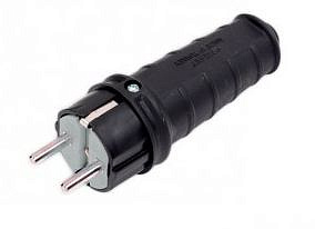 Вилка кабельная каучуковая прямая NE-AD 4001 1х16А с заземлением 2P+PE  220-240в IP44 черная