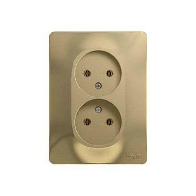 Розетка 2-м без заземления в сборе титан SchE GLS000420