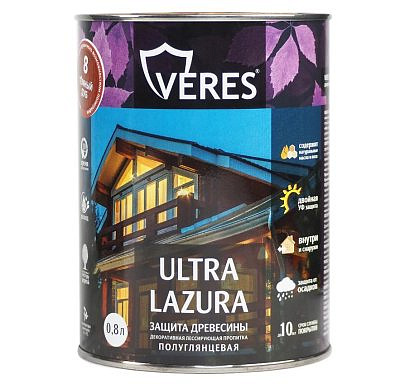 Пропитка VERES Ультра лазура №8 Дуб темный 0,8л VU-16 281399