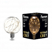 Лампа светодиодная Feron Е27 3ватт Белт Лайт G95 шар 2700К прозрачная 130х95 LB382 41677