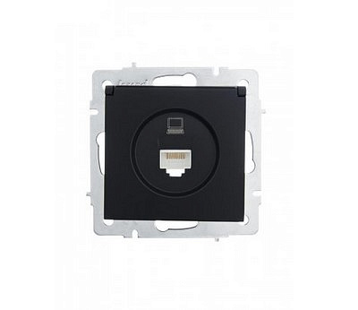 Розетка механизм компьютерная RJ45 черный бархат 742-4288-139