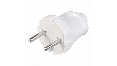 Штепсель R3 16А с кольцом 250в 6А PC поликарбонат  белый 