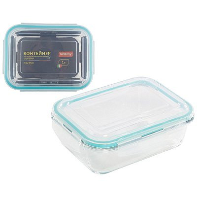 Контейнер DIAFANO 650мл, из жаропрочного стекла с крышкой из пластмассовый, прямоугольный