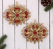 Украшение ёлочное "Снежинка королевская" (набор 2 шт) 11х9 см, микс 3570489