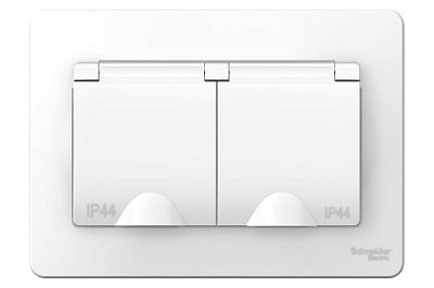 Механизм розетки Schneider BLANCA блок (роз. 2 мест. 16А) СУ бел. (земля, штор., крыш, IP44) BLNRS441121 (5!)