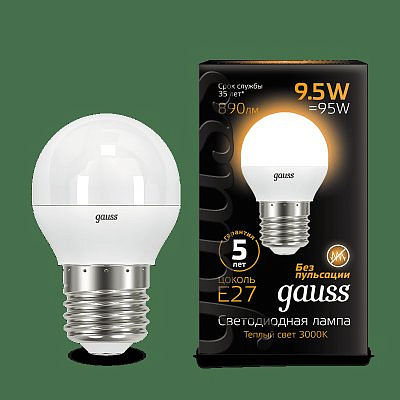 Лампа Gauss LED Globe 9,5W/3000 E27 матовая