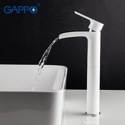 Смеситель для раковины Gappo G1048-31 высокий. белый/хром, Ф35 гайка
