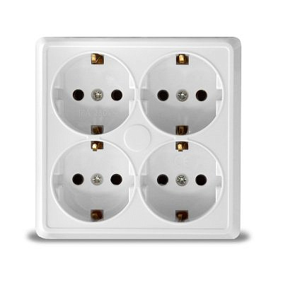 Розетка UNIVersal Олимп ОУ 4 мест. бел. (с/з, квадрат) 1165