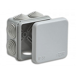 Коробка распред. ОП  80*80*50 IP54 серая гофротруба 7 гермовводов с крышкой  030-031