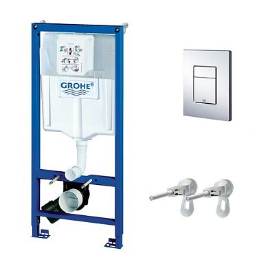 Система инсталяции Grohe 38772001 Rapid SL c кнопкой квадрат и креплением