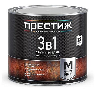 Грунт-эмаль по ржавчине Престиж 3в1 быстросохнущая Коричневая 1,9кг